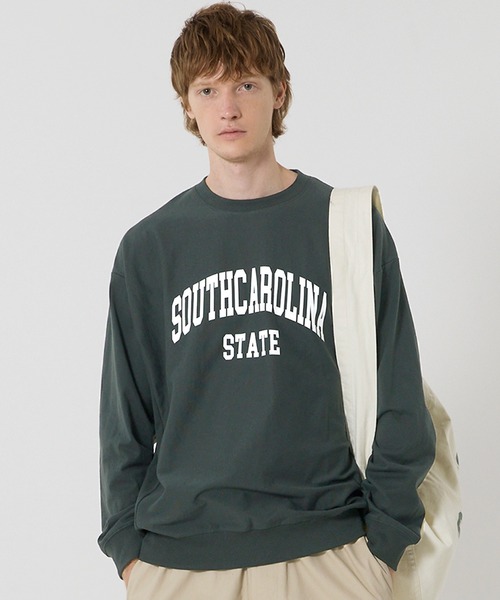 coca(coca)(コカ)の「プリントスウェットトレーナーTシャツ(スウェット・メンズ・ダークグリーン/チャコール/ホワイト/ライトグレー・L/XL/M)」の4枚目の写真