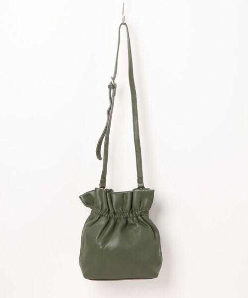 CURI BISCUI（キュリ　ビスキュイ）の「デザインハンドル 巾着バッグ（ハンドバッグ・レディース・スモーキーグリーン系/ベージュ・FREE）」の2枚目の写真