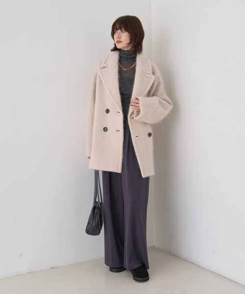 Rouge vif（ルージュヴィフ）の「シャギーピーコート（ピーコート・レディース・アイボリー/チャコールグレー・36/38）」の15枚目の写真