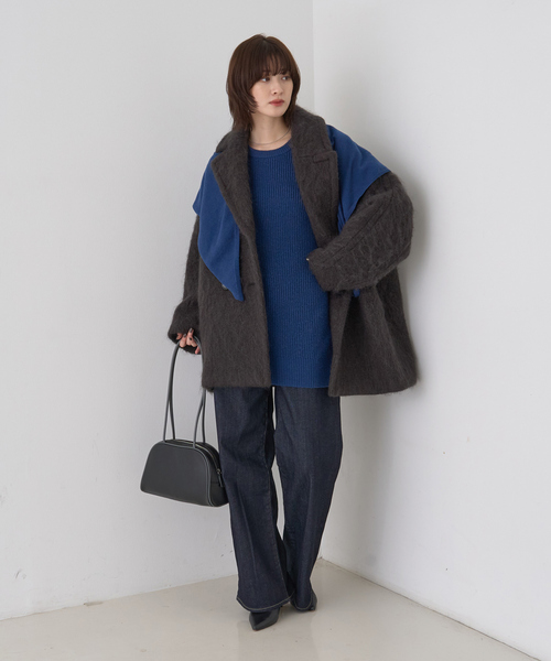 Rouge vif（ルージュヴィフ）の「シャギーピーコート（ピーコート・レディース・アイボリー/チャコールグレー・36/38）」の18枚目の写真