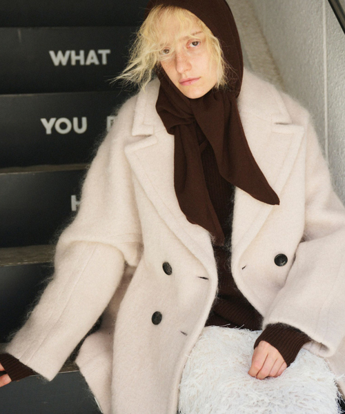 Rouge vif（ルージュヴィフ）の「シャギーピーコート（ピーコート・レディース・アイボリー/チャコールグレー・36/38）」の2枚目の写真