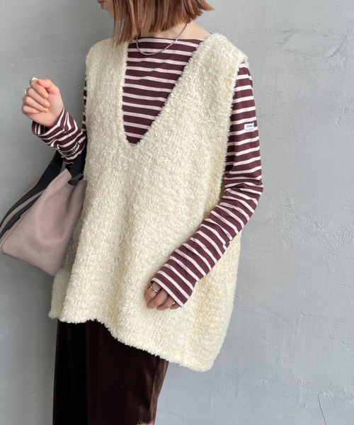 mizuiro ind/ミズイロインド] ヘアリーヤーン ワイドシルエットニット