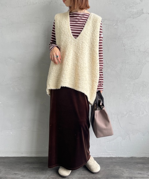 mizuiro ind/ミズイロインド] ヘアリーヤーン ワイドシルエットニット