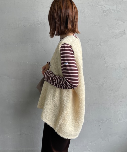 mizuiro ind/ミズイロインド] ヘアリーヤーン ワイドシルエットニット