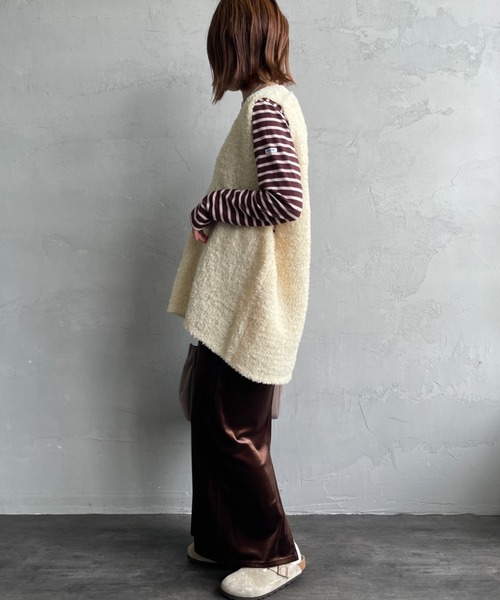 mizuiro ind ミズイロインド へアリーヤーンワイドベスト グレー 楽天市場】mizuiro ind（ミズイロインド） ヘアリー Vネックベスト