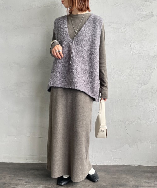 mizuiro ind/ミズイロインド] ヘアリーヤーン ワイドシルエットニット