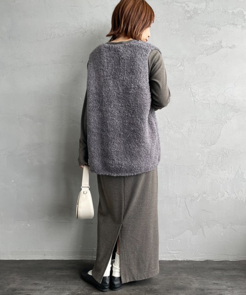 mizuiro ind/ミズイロインド] ヘアリーヤーン ワイドシルエットニット