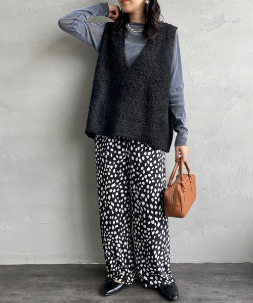 mizuiro ind/ミズイロインド] ヘアリーヤーン ワイドシルエットニット