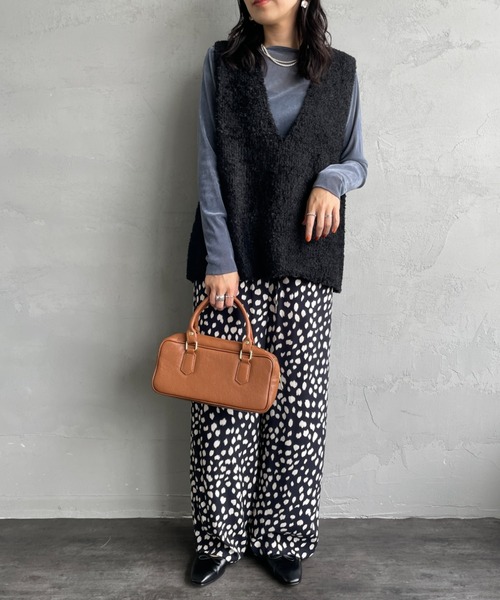 【新品未使用】mizuiro indへアリーヤーンワイドベスト ブラック 紙タグ 新品未使用】mizuiro indへアリーヤーンワイドベスト ブラック 紙タグ