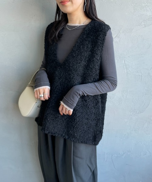 mizuiro ind/ミズイロインド] ヘアリーヤーン ワイドシルエットニット