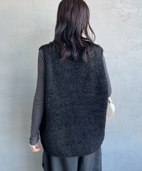 mizuiro ind/ミズイロインド] ヘアリーヤーン ワイドシルエットニット