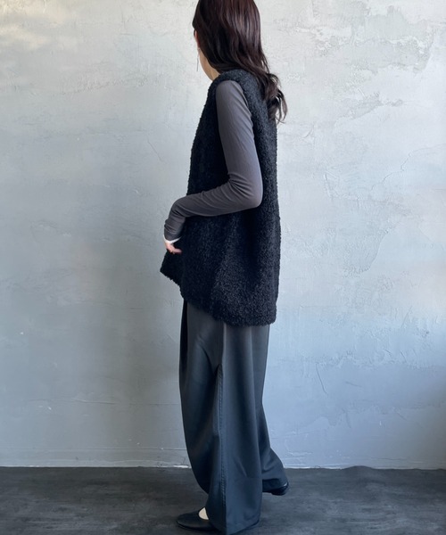 mizuiro ind/ミズイロインド] ヘアリーヤーン ワイドシルエットニット