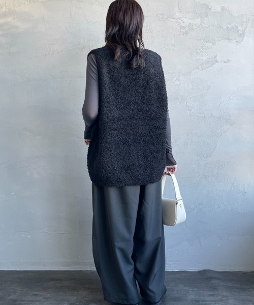 mizuiro ind/ミズイロインド] ヘアリーヤーン ワイドシルエットニット