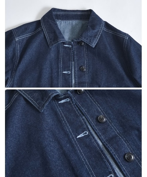 Re:EDIT（リエディ）の「[2025AW COLLECTION]デニムショートカバーオール（デニムジャケット・レディース・ブラック/ブルー/ネイビー・FREE）」の16枚目の写真