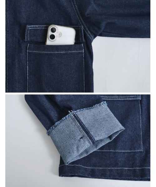 Re:EDIT（リエディ）の「[2025AW COLLECTION]デニムショートカバーオール（デニムジャケット・レディース・ブラック/ブルー/ネイビー・FREE）」の17枚目の写真