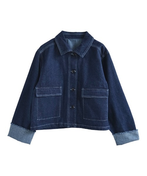 Re:EDIT（リエディ）の「[2025AW COLLECTION]デニムショートカバーオール（デニムジャケット・レディース・ブラック/ブルー/ネイビー・FREE）」の22枚目の写真