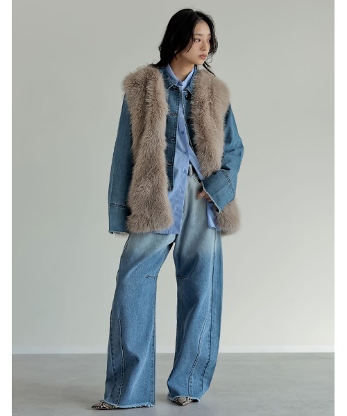 Re:EDIT（リエディ）の「[2025AW COLLECTION]デニムショートカバーオール（デニムジャケット・レディース・ブラック/ブルー/ネイビー・FREE）」の11枚目の写真