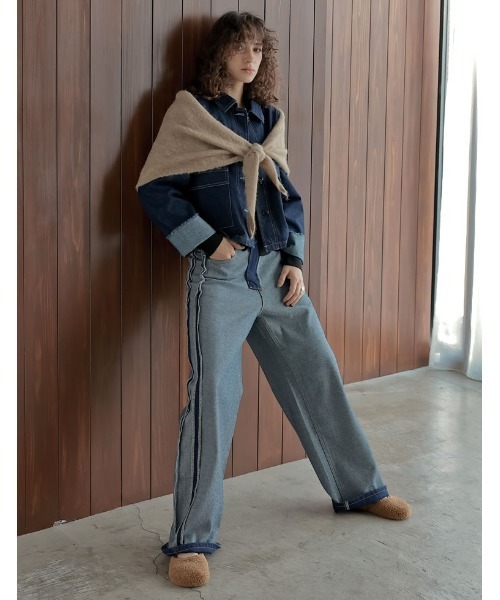 Re:EDIT（リエディ）の「[2025AW COLLECTION]デニムショートカバーオール（デニムジャケット・レディース・ブラック/ブルー/ネイビー・FREE）」の12枚目の写真