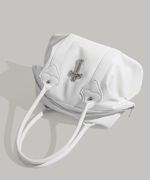 クロスモチーフ付き ソフトホワイトバッグ（ハンドバッグ）｜VEILA