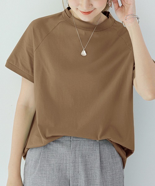ONEP STAR(ワンピスター)の「ベーシックボクシーラインTシャツ(Tシャツ/カットソー・レディース・ダークブラウン/ベージュ/ライトブルー/ライトブラウン・MEDIUM)」の2枚目の写真