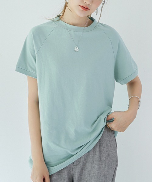 ONEP STAR(ワンピスター)の「ベーシックボクシーラインTシャツ(Tシャツ/カットソー・レディース・ダークブラウン/ベージュ/ライトブルー/ライトブラウン・MEDIUM)」の4枚目の写真
