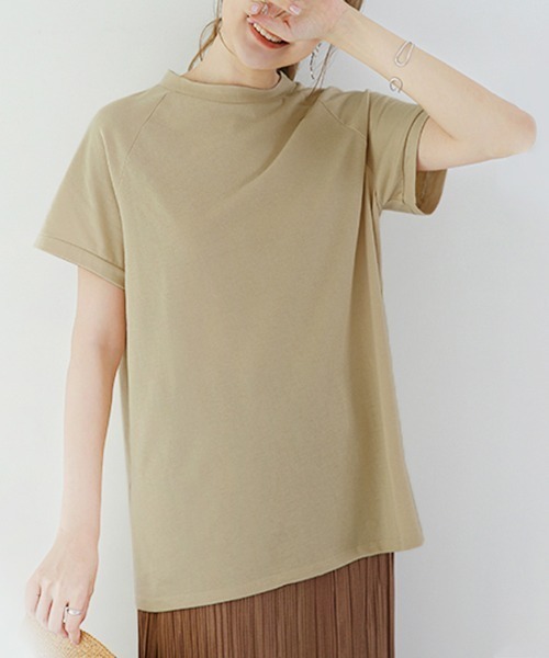 ONEP STAR(ワンピスター)の「ベーシックボクシーラインTシャツ(Tシャツ/カットソー・レディース・ダークブラウン/ベージュ/ライトブルー/ライトブラウン・MEDIUM)」の6枚目の写真