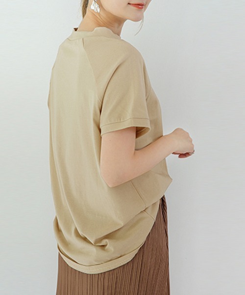 ONEP STAR(ワンピスター)の「ベーシックボクシーラインTシャツ(Tシャツ/カットソー・レディース・ダークブラウン/ベージュ/ライトブルー/ライトブラウン・MEDIUM)」の8枚目の写真