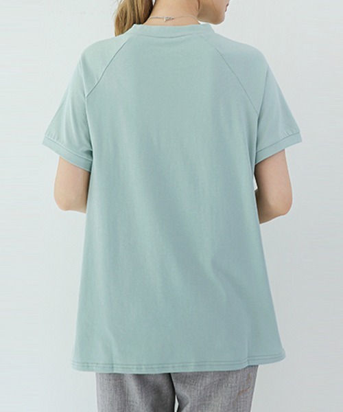 ONEP STAR(ワンピスター)の「ベーシックボクシーラインTシャツ(Tシャツ/カットソー・レディース・ダークブラウン/ベージュ/ライトブルー/ライトブラウン・MEDIUM)」の11枚目の写真
