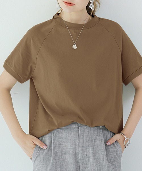ONEP STAR(ワンピスター)の「ベーシックボクシーラインTシャツ(Tシャツ/カットソー・レディース・ダークブラウン/ベージュ/ライトブルー/ライトブラウン・MEDIUM)」の12枚目の写真