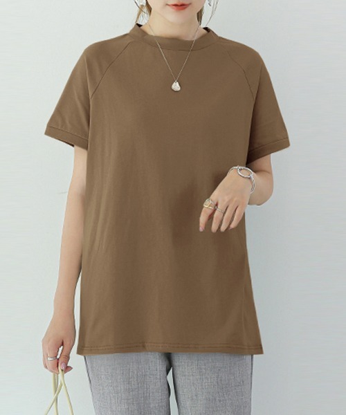 ONEP STAR(ワンピスター)の「ベーシックボクシーラインTシャツ(Tシャツ/カットソー・レディース・ダークブラウン/ベージュ/ライトブルー/ライトブラウン・MEDIUM)」の13枚目の写真