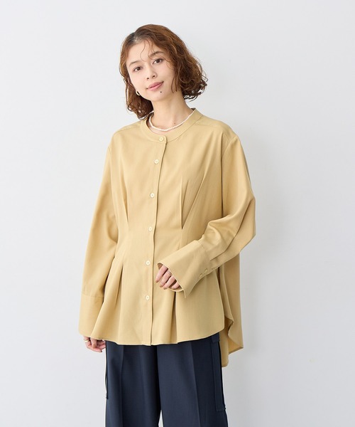 セール】【anyfee/大きいサイズ】ウエストタックデザインシャツ