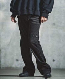 GLIMCLAP | mp14141-Vintage Wash Flare Denim - Plaid Repairs デニムパンツ(192-055-gla-cf)(デニムパンツ)