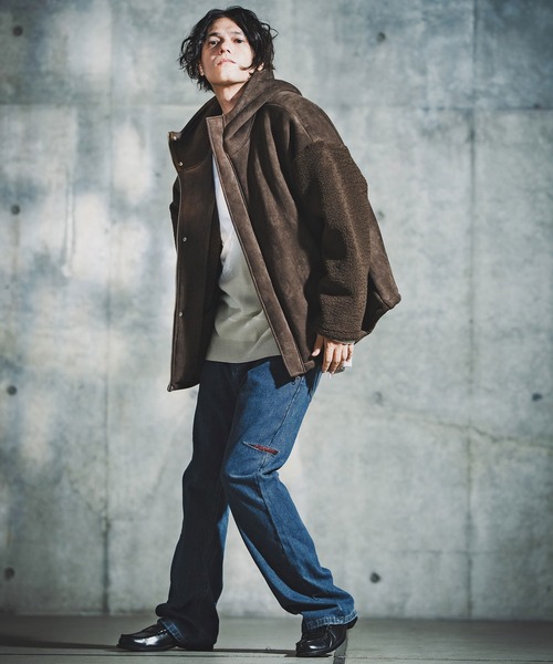 GLIMCLAP（グリムクラップ）の「mp14141-Vintage Wash Flare Denim - Plaid Repairs デニムパンツ(192-055-gla-cf)（デニムパンツ・メンズ・ブラック/インディゴブルー・S/M/L）」の13枚目の写真