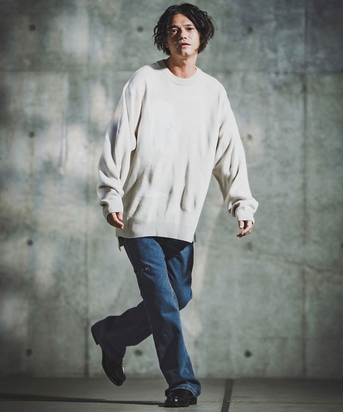 GLIMCLAP（グリムクラップ）の「mp14141-Vintage Wash Flare Denim - Plaid Repairs デニムパンツ(192-055-gla-cf)（デニムパンツ・メンズ・ブラック/インディゴブルー・S/M/L）」の14枚目の写真