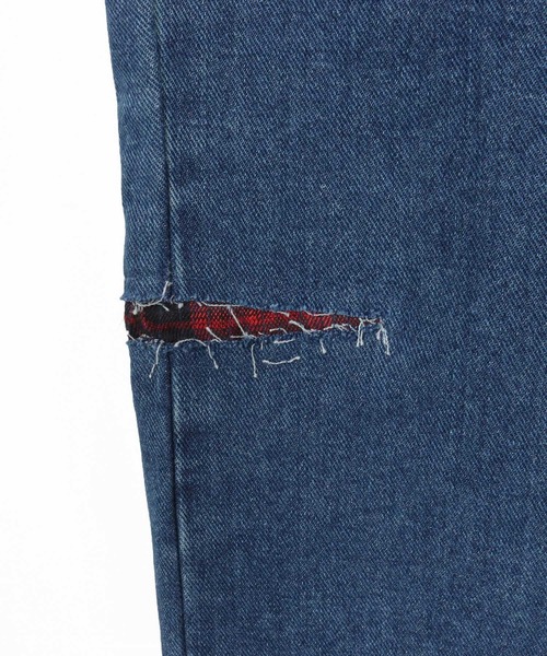 GLIMCLAP（グリムクラップ）の「mp14141-Vintage Wash Flare Denim - Plaid Repairs デニムパンツ(192-055-gla-cf)（デニムパンツ・メンズ・ブラック/インディゴブルー・S/M/L）」の22枚目の写真
