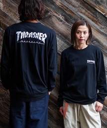 CRACKED HOMETOWN L/S T-SHIRTS/THRASHER スラッシャークラックド ホームタウン 長袖 Tシャツ ロンT フロント バック ロゴ プリント ストリート スケート