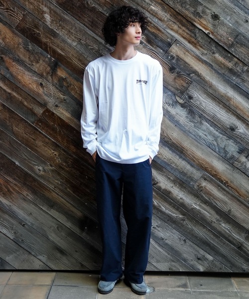THRASHER(スラッシャー)の「CRACKED HOMETOWN L/S T-SHIRTS/THRASHER スラッシャークラックド ホームタウン 長袖 Tシャツ ロンT フロント バック ロゴ プリント ストリート スケート(Tシャツ/カットソー・メンズ・ブラック/ホワイト・MEDIUM/LARGE/X-LARGE/SMALL)」の5枚目の写真