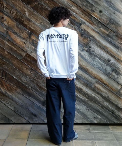 THRASHER(スラッシャー)の「CRACKED HOMETOWN L/S T-SHIRTS/THRASHER スラッシャークラックド ホームタウン 長袖 Tシャツ ロンT フロント バック ロゴ プリント ストリート スケート(Tシャツ/カットソー・メンズ・ブラック/ホワイト・MEDIUM/LARGE/X-LARGE/SMALL)」の6枚目の写真