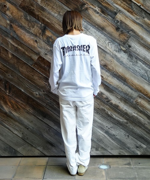 THRASHER(スラッシャー)の「CRACKED HOMETOWN L/S T-SHIRTS/THRASHER スラッシャークラックド ホームタウン 長袖 Tシャツ ロンT フロント バック ロゴ プリント ストリート スケート(Tシャツ/カットソー・メンズ・ブラック/ホワイト・MEDIUM/LARGE/X-LARGE/SMALL)」の12枚目の写真