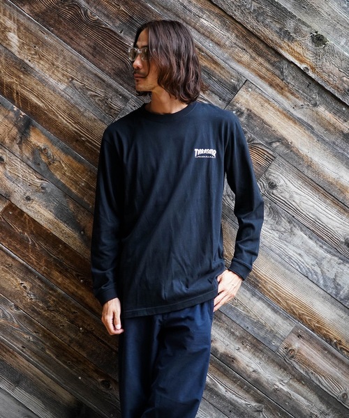 THRASHER(スラッシャー)の「CRACKED HOMETOWN L/S T-SHIRTS/THRASHER スラッシャークラックド ホームタウン 長袖 Tシャツ ロンT フロント バック ロゴ プリント ストリート スケート(Tシャツ/カットソー・メンズ・ブラック/ホワイト・MEDIUM/LARGE/X-LARGE/SMALL)」の21枚目の写真