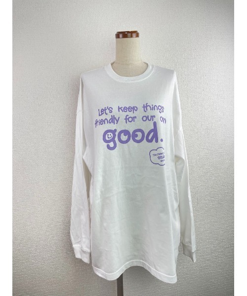 WORLD WIDE LOVE!（ワールドワイドラブ）の「GOOD BIG ロンTEE（Tシャツ/カットソー・レディース・オフホワイト/ブラック/ネイビー・1）」の4枚目の写真