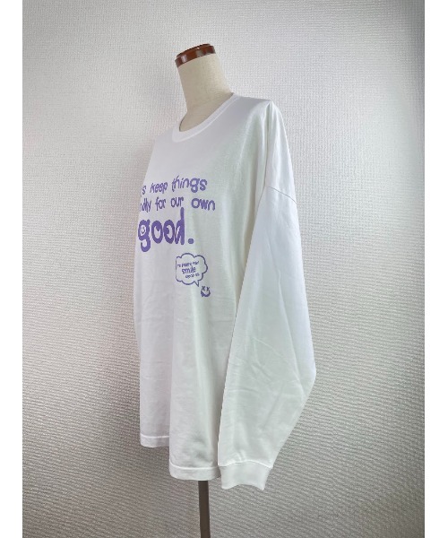 WORLD WIDE LOVE!（ワールドワイドラブ）の「GOOD BIG ロンTEE（Tシャツ/カットソー・レディース・オフホワイト/ブラック/ネイビー・1）」の5枚目の写真