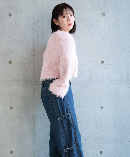 Ruwan yu（ルワンユー）の「シャギーショートカーディガン【大きいサイズ対応】（カーディガン/ボレロ・レディース・ピンク/グレー・L/LL/3L/4L）」の13枚目の写真