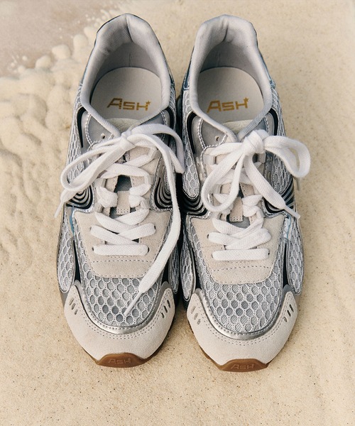 ASH（アッシュ）の「アッシュ【KABUKI MEN】メッシュ軽量メンズスニーカー フラットソール 薄底 3.5cmヒール（スニーカー・メンズ・シルバー・41/40/42）」の8枚目の写真