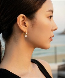 【blatto 925silver】シルバー925 2粒ジルコニア　スタッド風　フープピアス esm-pierce-29-19【RBTS】