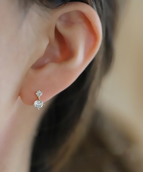 Burner（バーナー）の「【blatto 925silver】シルバー925 2粒ジルコニア　スタッド風　フープピアス esm-pierce-29-19【RBTS】（ピアス（両耳用）・レディース・ゴールド/シルバー・FREE）」の3枚目の写真