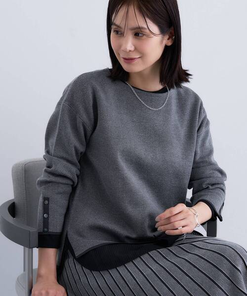 INDIVI（インディヴィ）の「【洗える／SETUP可能】ジャカードボートネックニット（ニット/セーター・レディース・ブラック系4/グレー系3/ブラウン系その他5・05/13/15 /19/38/40）」の4枚目の写真