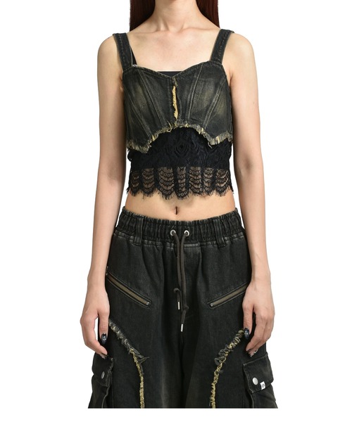 セール】DENIM LACE COMBI BUSTIER（キャミソール）｜VIVAMUS
