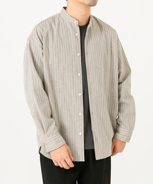 URBAN RESEARCH ROSSO MEN(アーバンリサーチロッソメン)の「ストライプバンドカラーリラックスシャツ(シャツ/ブラウス・メンズ・ベージュ/グレー・LARGE/MEDIUM)」の21枚目の写真