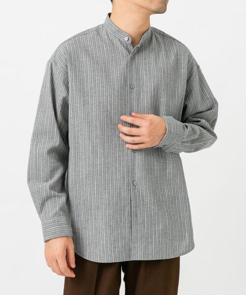 URBAN RESEARCH ROSSO MEN(アーバンリサーチロッソメン)の「ストライプバンドカラーリラックスシャツ(シャツ/ブラウス・メンズ・ベージュ/グレー・LARGE/MEDIUM)」の14枚目の写真